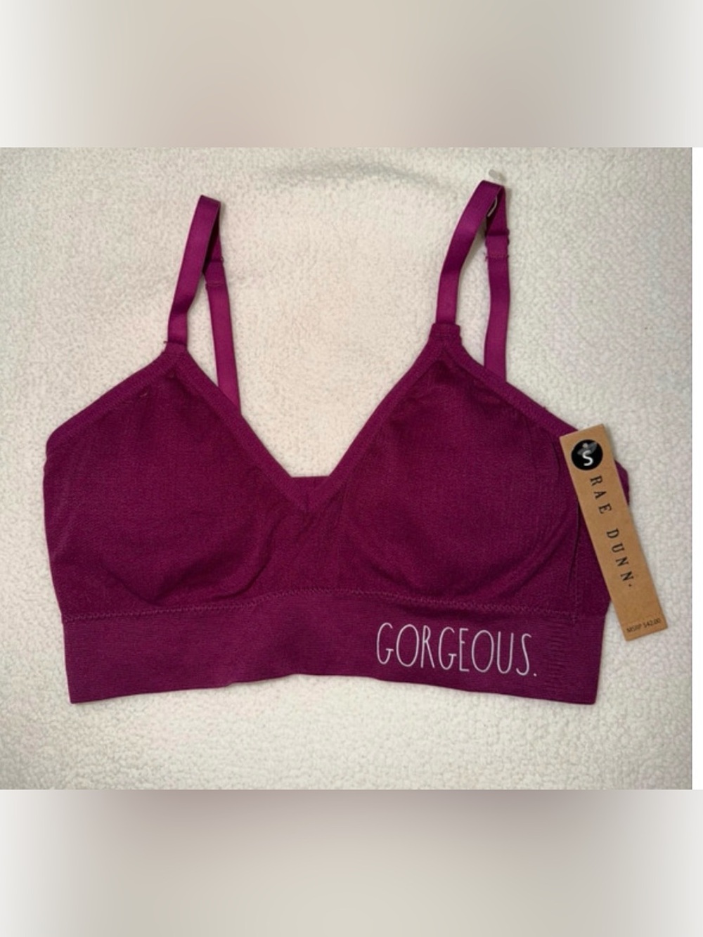 NWT Rae Dunn Seamless Bralette Bra - Wine Purple Size Small
